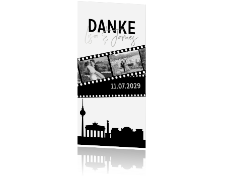 Dankeskarte Zur Hochzeit Mit Berlin Umriss Filmstreifen Silberfolie